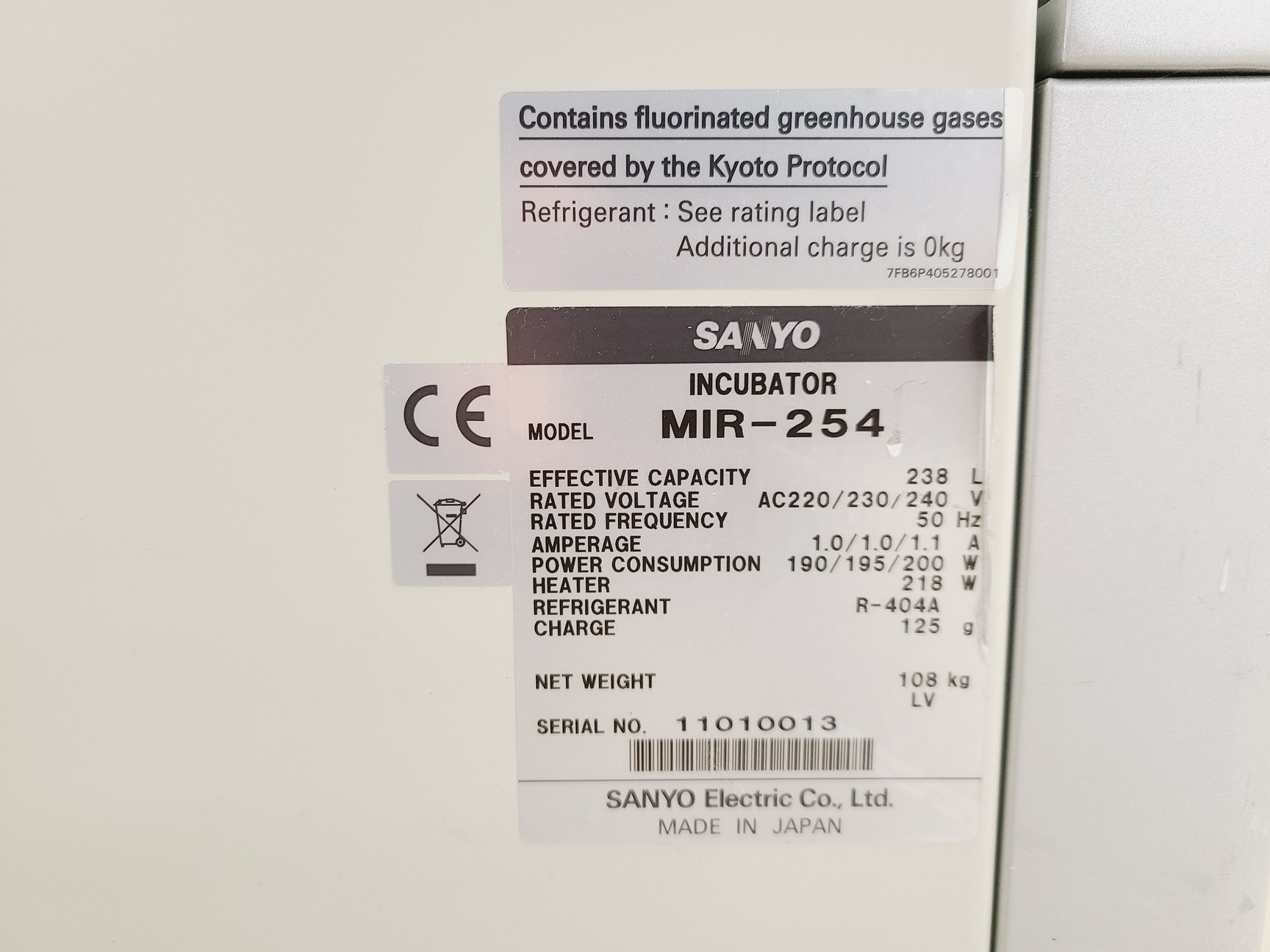 Image of Sanyo Incubator MIR-254