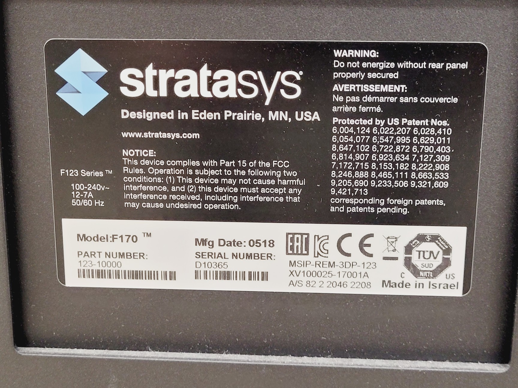 Image of Stratasys F170 3D Printer