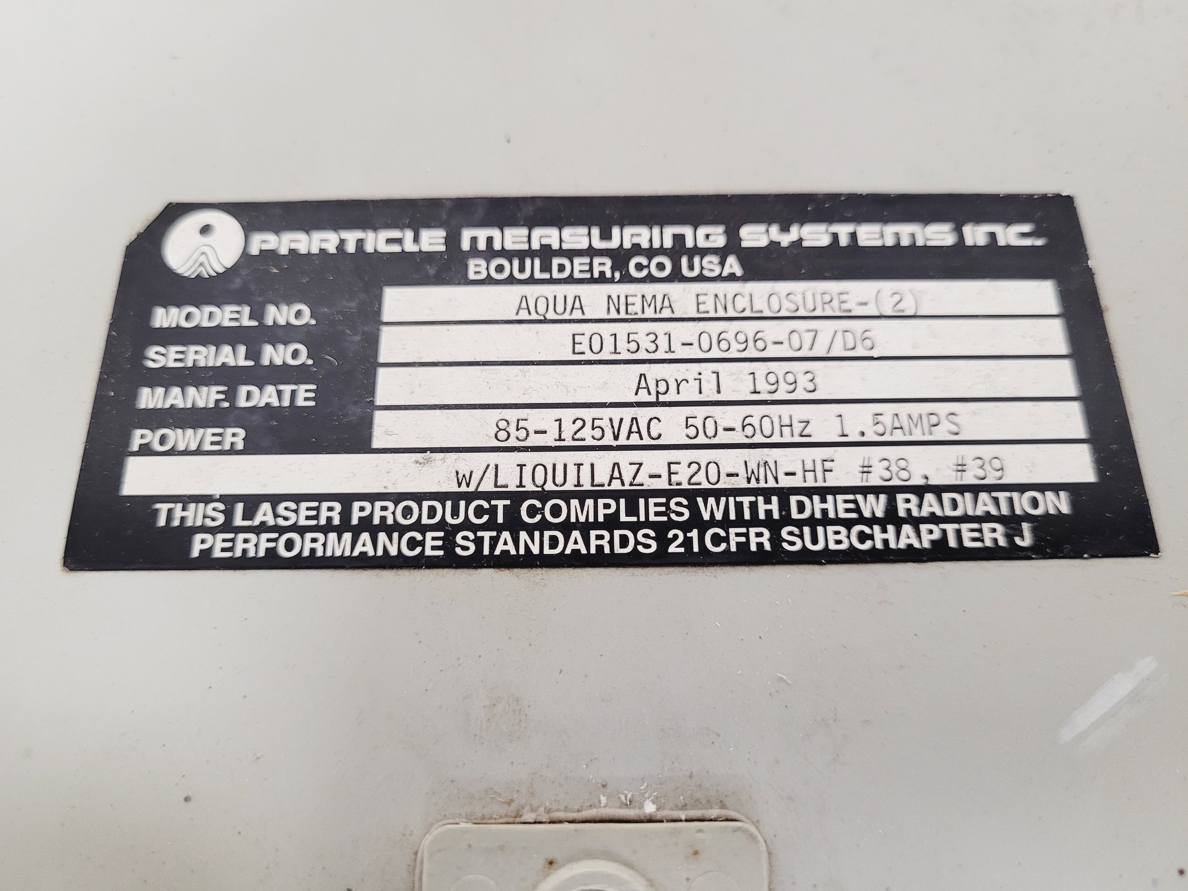 Image of Particle Measuring Systems PMS Liquilaz-E20-WN-HF W/ Enclosure