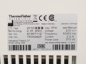 Thumbnail image of Thermo Scientific Heraeus Fresco 21 Centrifuge Spares/Repair Lab