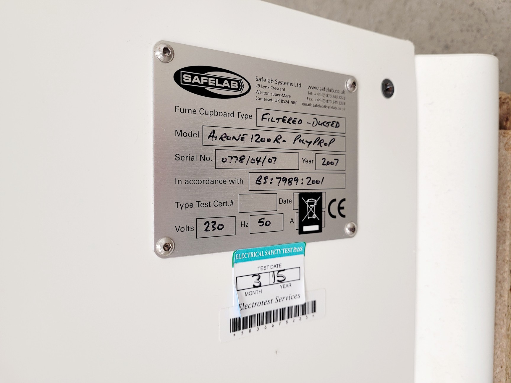 Image of Safelab Airone 1200R - Recirculating Fume Cabinet 