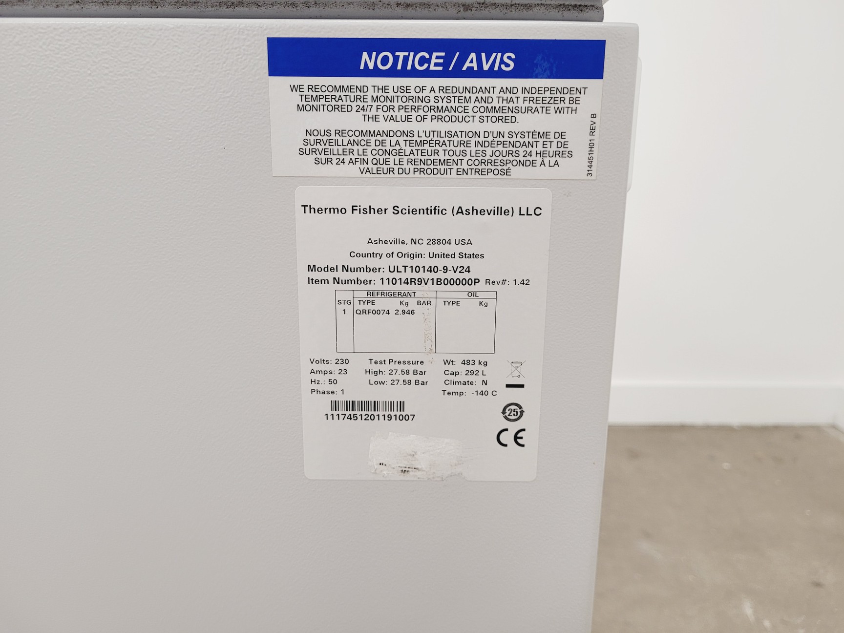 Image of Thermo Scientific ULT10140-9-V24 Ultra Low Temperature Freezer