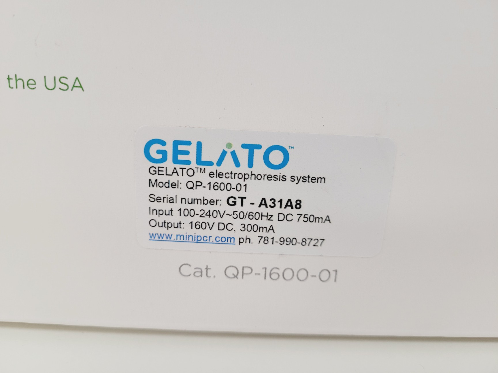 Image of Gelato QP-1600-01 Electrophoresis and Visualisation System