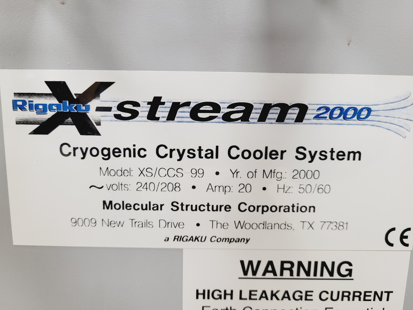 Image of MSC Rigaku X-Stream 2000 Cryogenic Crystal Cooler System XS/CCS 99 W/ Cool Head