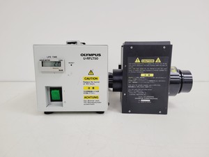 Thumbnail image of Olympus U-LH50HG 50W HBO Mercury Burner Lamphouse W/ Olympus U-RFLT50 PSU