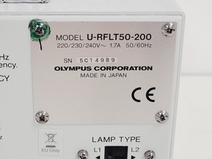 Thumbnail image of Olympus U-LH50HG 50W HBO Mercury Burner Lamphouse W/ Olympus U-RFLT50 PSU