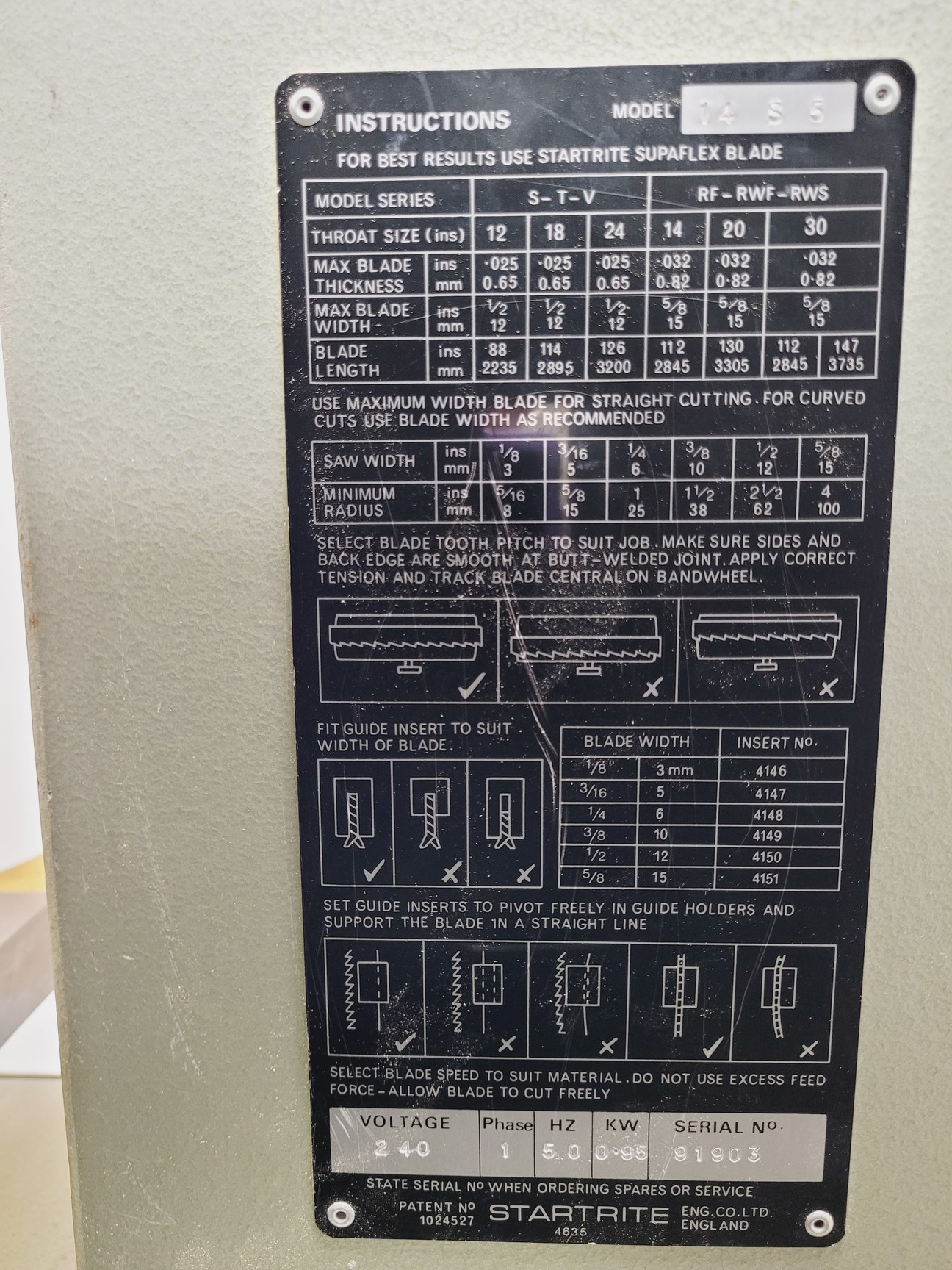 Image of Startrite 14-S-5 Vertical Bandsaw