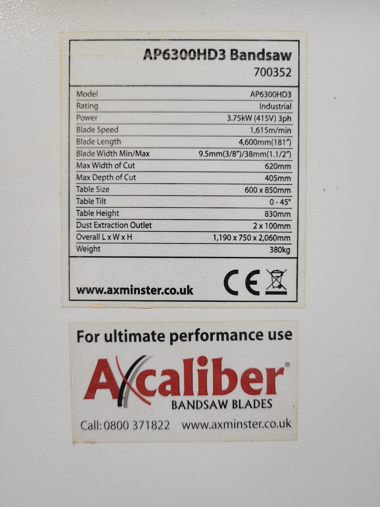 Image of Axminster AP6300HD3/700352 Bandsaw