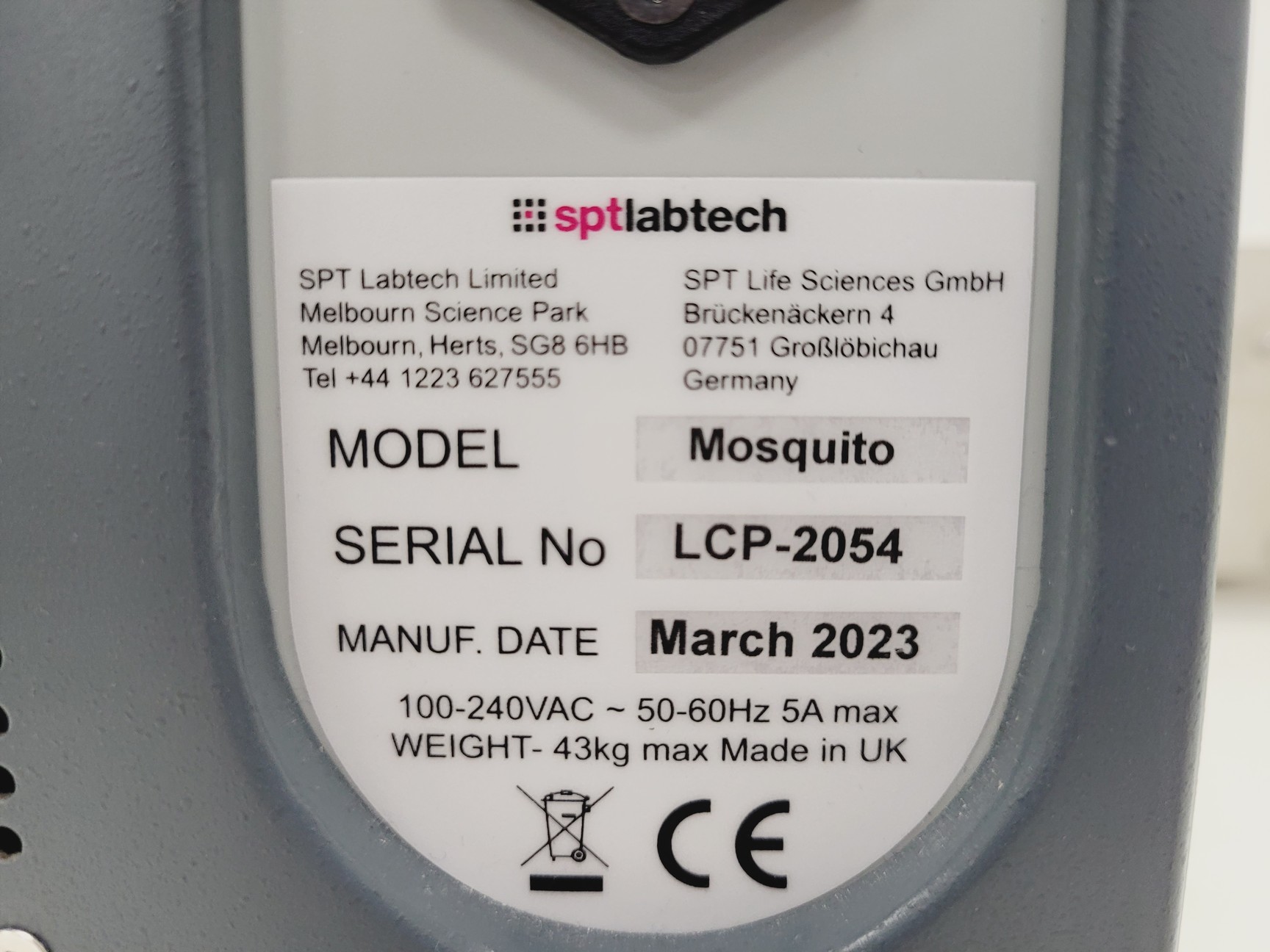 Image of SPTLabTech Mosquito LCP Liquid Handling System with Humidity Chamber & Software