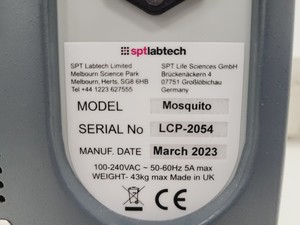 Thumbnail image of SPTLabTech Mosquito LCP Liquid Handling System with Humidity Chamber & Software