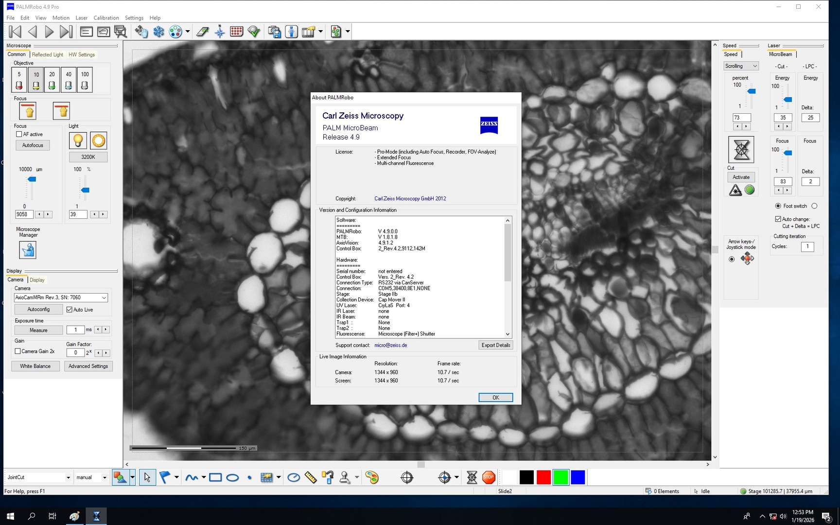 Image of Zeiss PALM Microbeam System With PC & Software