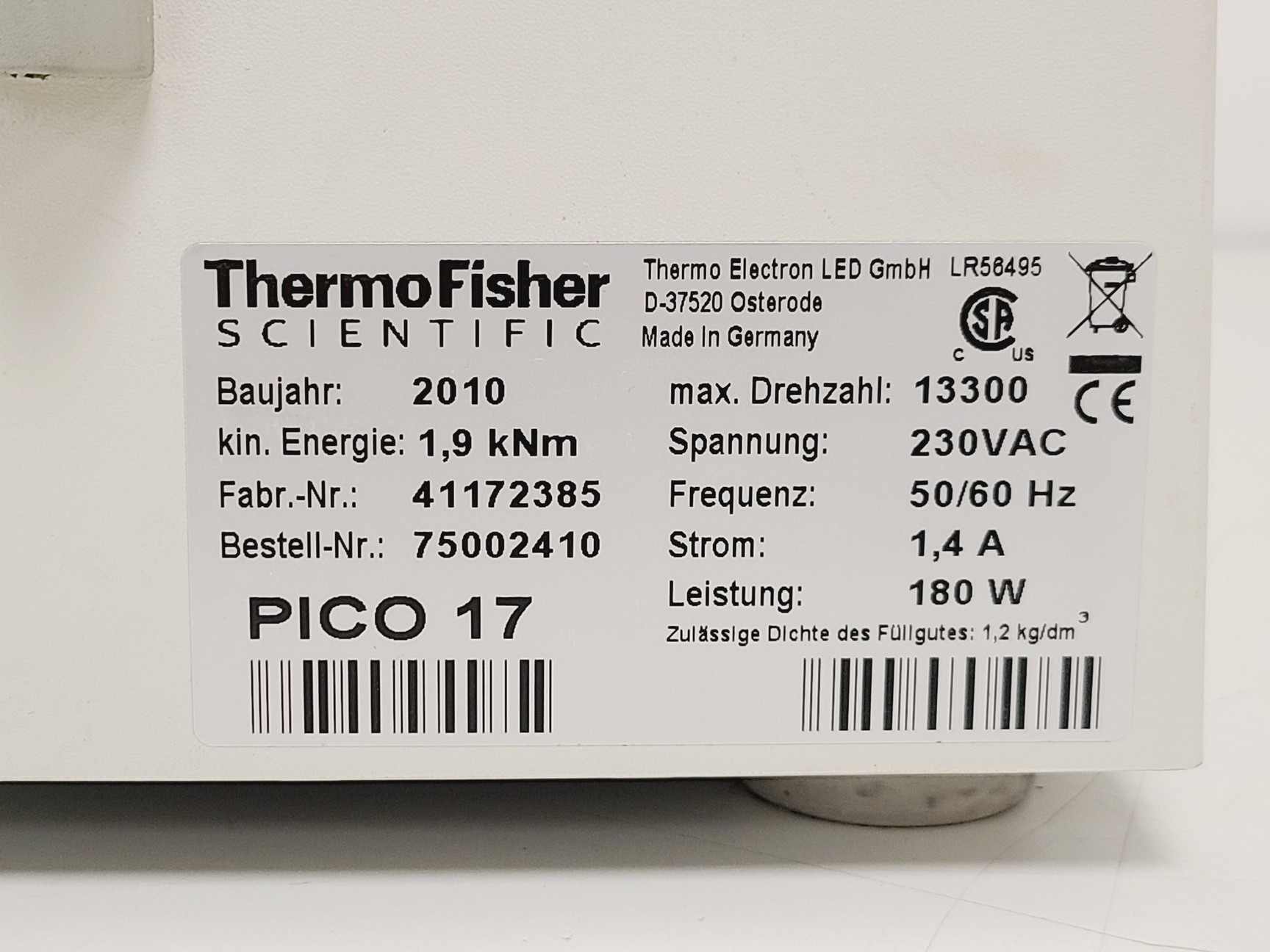 Image of Thermo Scientific Heraeus Pico 17 Centrifuge Lab