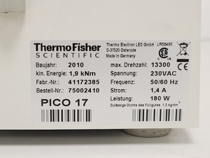 Thumbnail image of Thermo Scientific Heraeus Pico 17 Centrifuge
