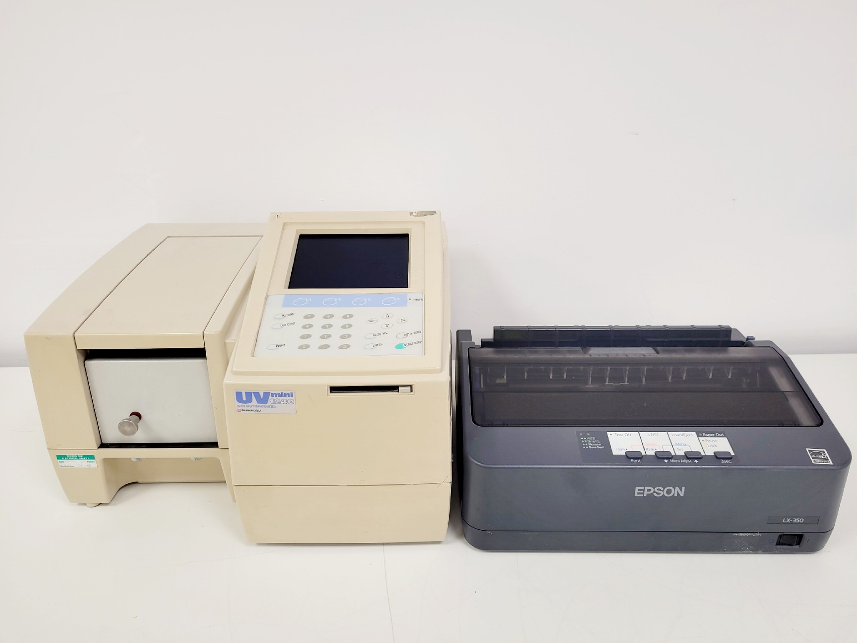 Image of Shimadzu UV mini 1240 UV-VIS Spectrophotometer and Epson LX-350 printer Lab