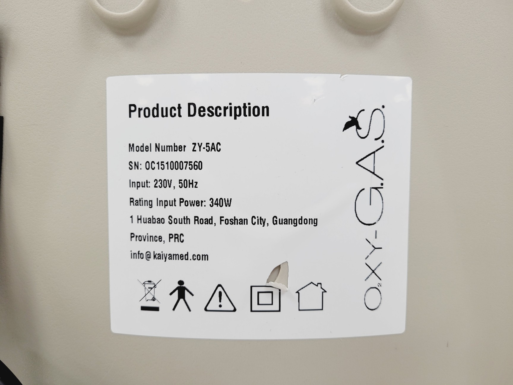 Image of OXY-Gas Type ZY-5AC Oxygen Concentrator