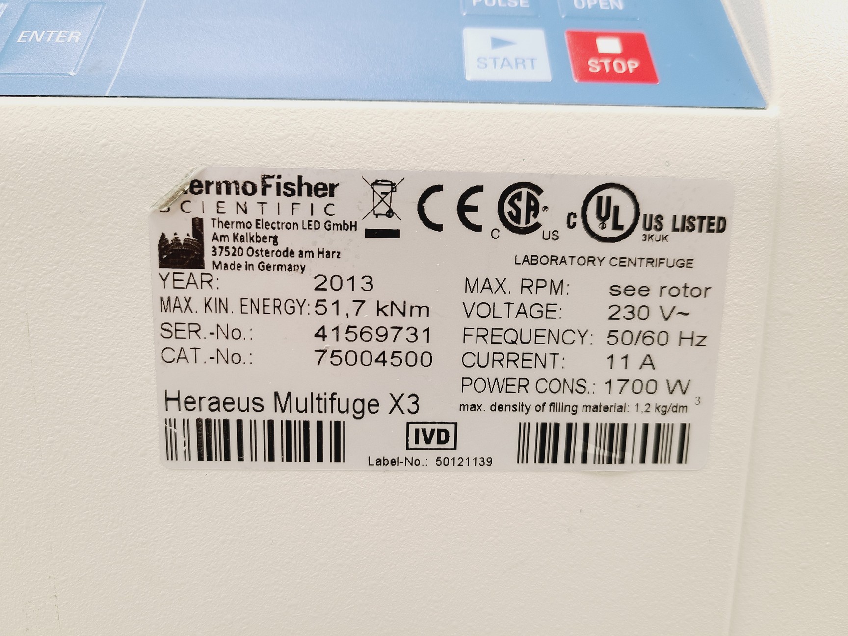 Image of Thermo Scientific Heraeus Multifuge X3 Centrifuge