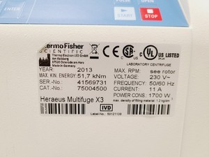 Thumbnail image of Thermo Scientific Heraeus Multifuge X3 Centrifuge