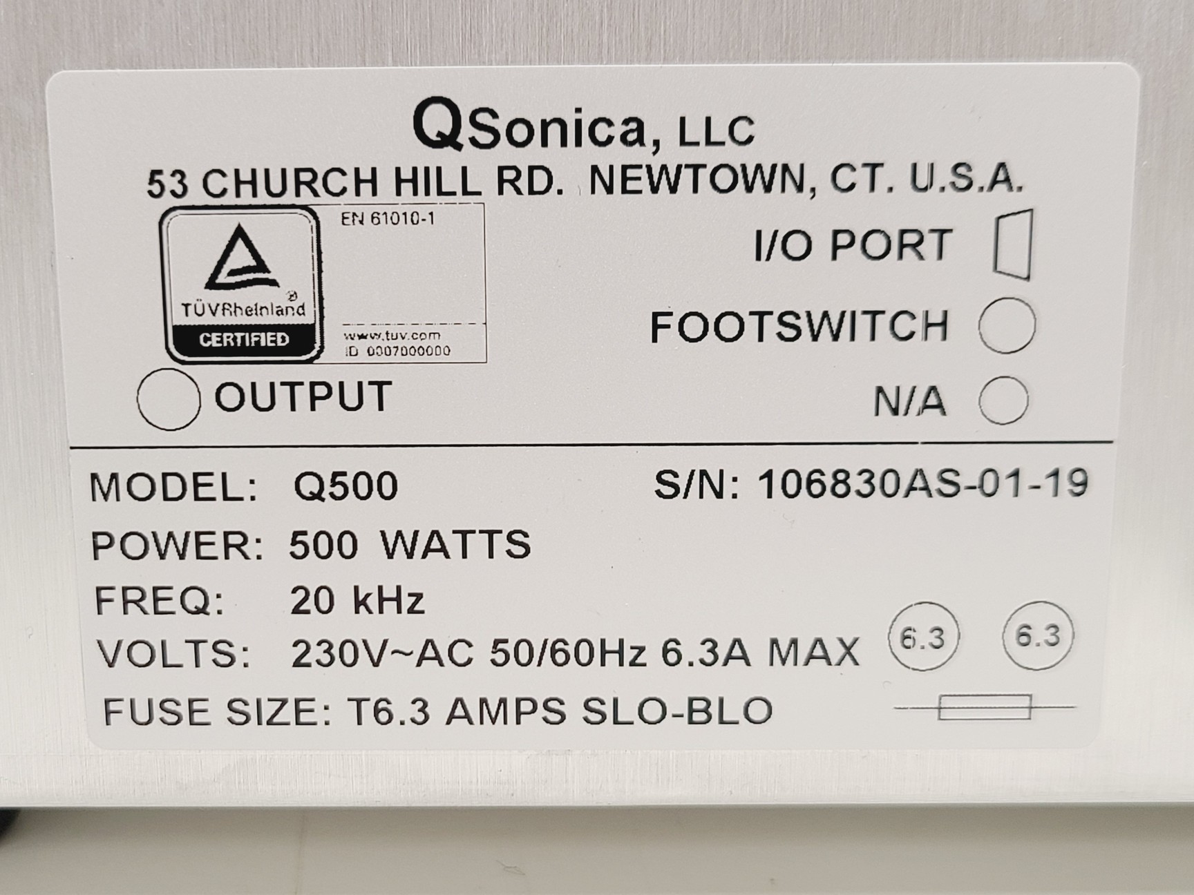 Image of QSONICA Q500 Sonicator System with Chamber Lab