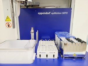 Thumbnail image of Eppendorf epMotion 5073 Liquid Handling System w/ Accessories and Consumables