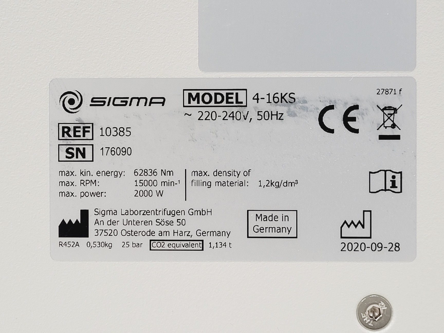 Image of Sigma 4-16KS Benchtop Centrifuge