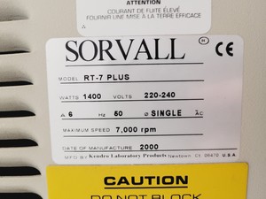 Thumbnail image of Sorvall RT 7 Plus Refrigerated Centrifuge w/ RTH-250 Rotor Spares/Repair Lab