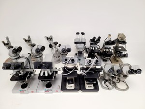 Thumbnail image of 13 x Varied Microscopes Nikon,Olympus,Leitz,Kyowa,Prior,Carl Zeiss Job Lot Lab