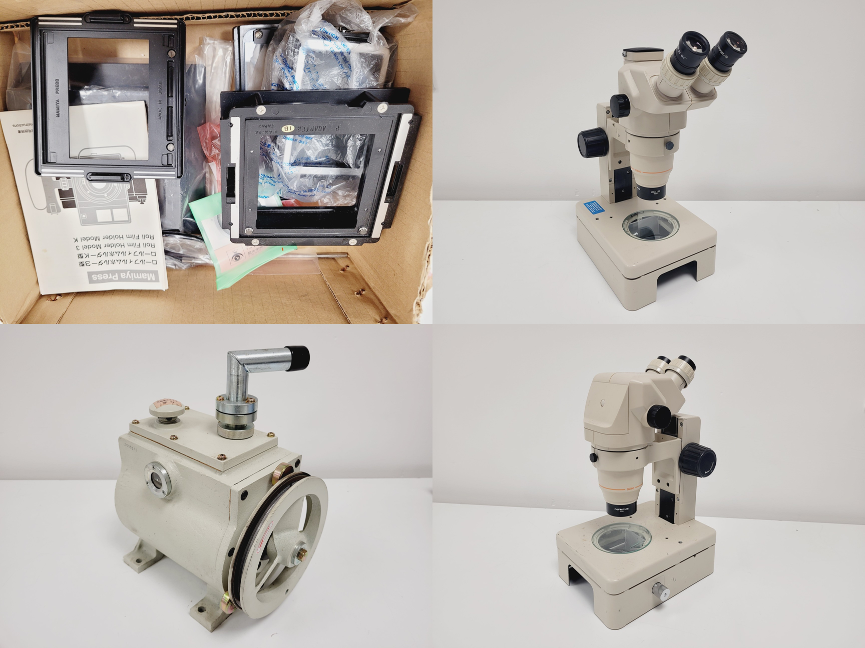 Image of Job Lot of Mixed Benchtop Lab Equipment - Mamiya, Olympus, Prior, Leitz, Buchi