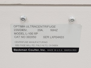 Thumbnail image of Beckman Coulter Optima L-100 XP Ultracentrifuge Floor Standing Centrifuge