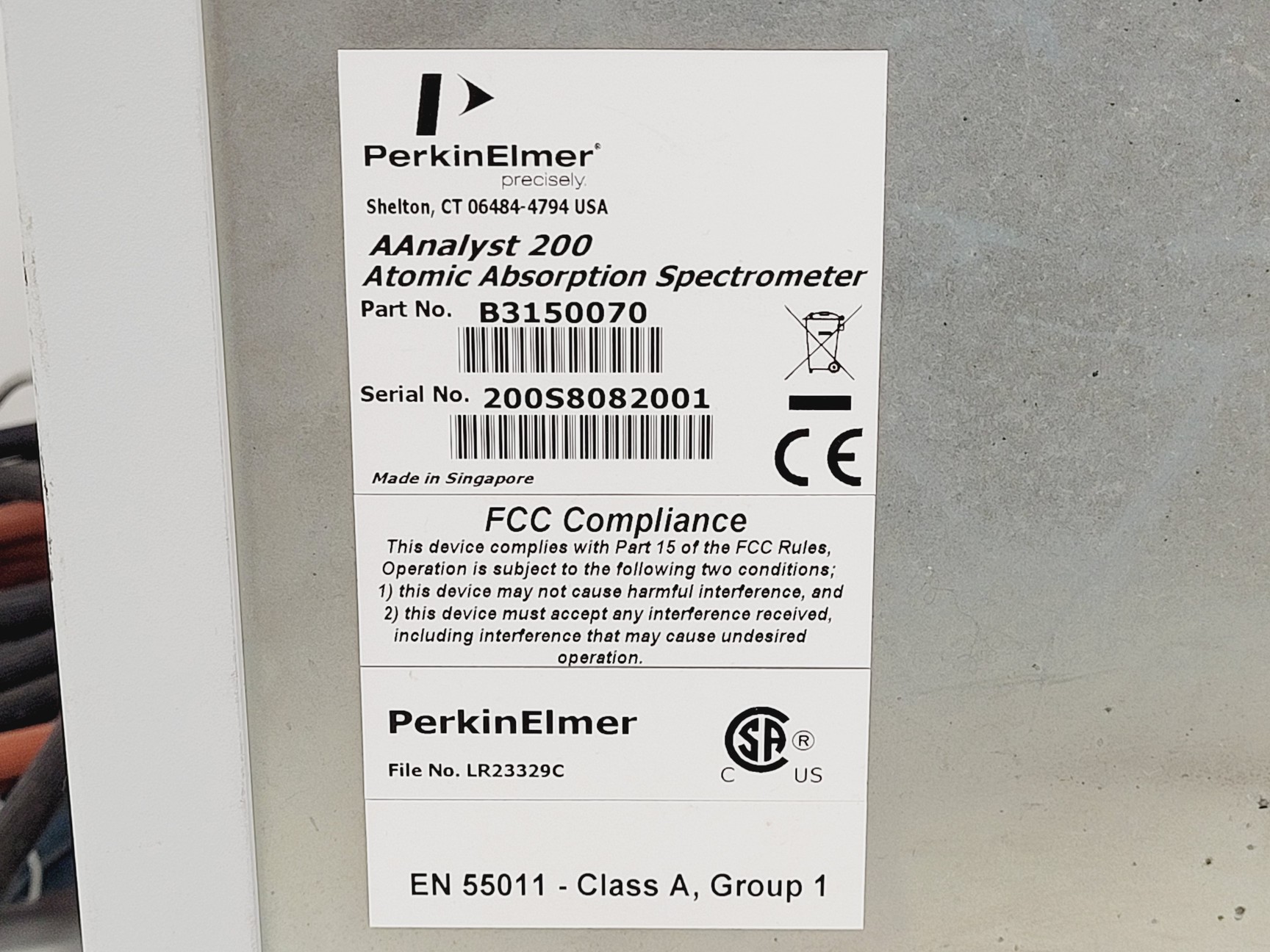 Image of Perkin Elmer AAnalyst 200 Atomic Absorption Spectrometer w/ Gas Purifier