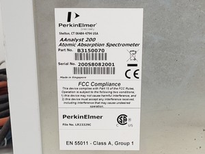 Thumbnail image of Perkin Elmer AAnalyst 200 Atomic Absorption Spectrometer w/ Gas Purifier