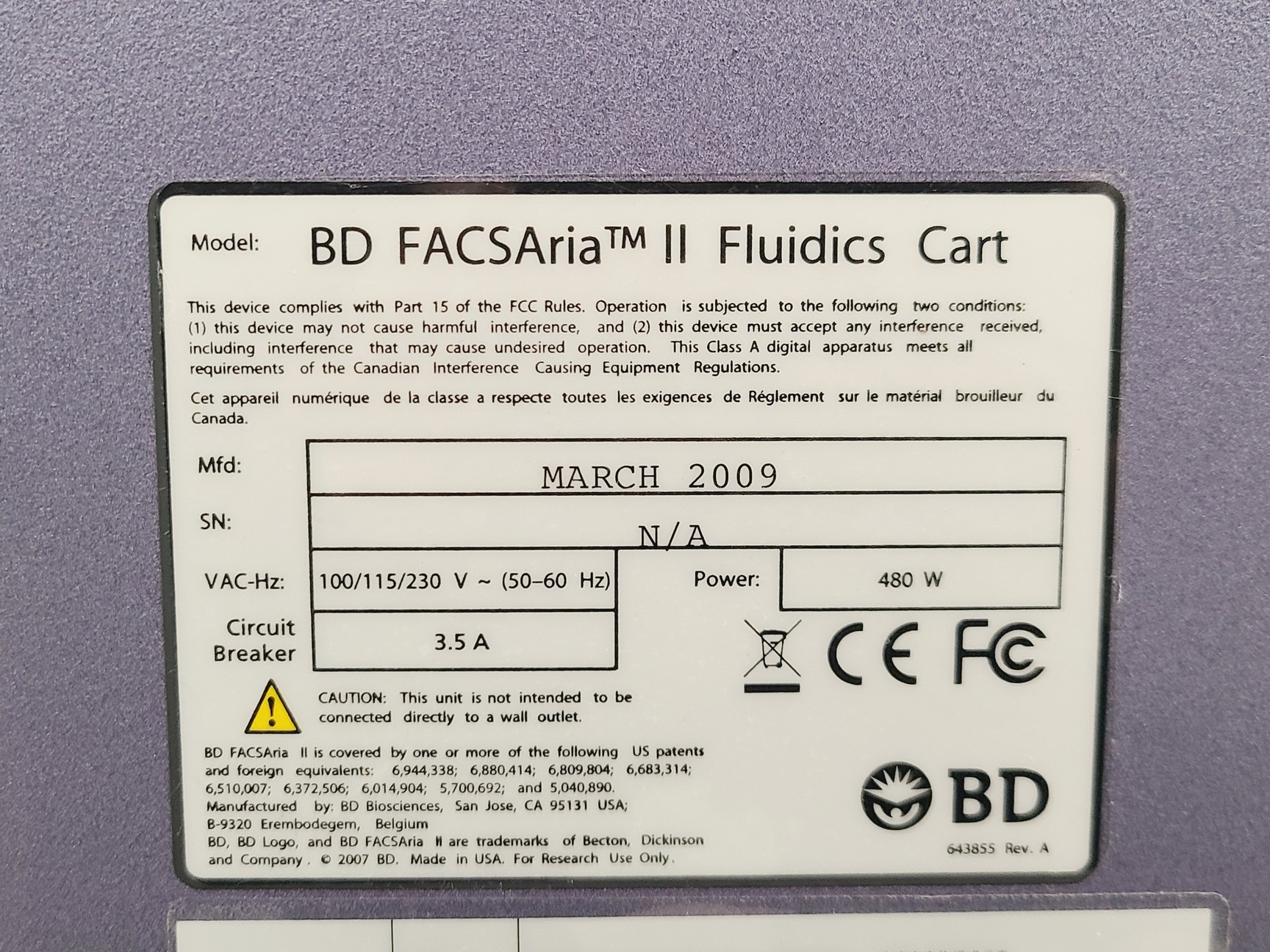 Image of BDFACSAria II Flow Cell Sorter System
