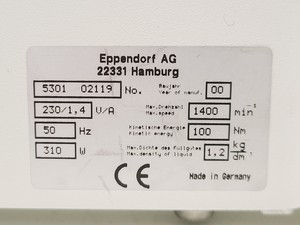 Thumbnail image of Eppendorf Concentrator 5301 Centrifuge w/ F 45-48-11 Rotor Lab