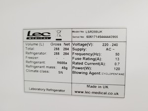 Thumbnail image of Lec Medical LSR288UK Laboratory Fridge