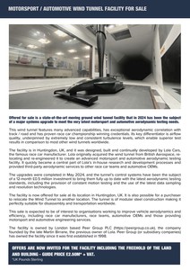 Thumbnail image of High-Performance Automotive Lola Wind Tunnel w/ 1,200m² Facility Upgraded 2024 