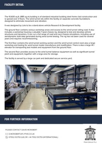 Thumbnail image of High-Performance Automotive Lola Wind Tunnel w/ 1,200m² Facility Upgraded 2024 