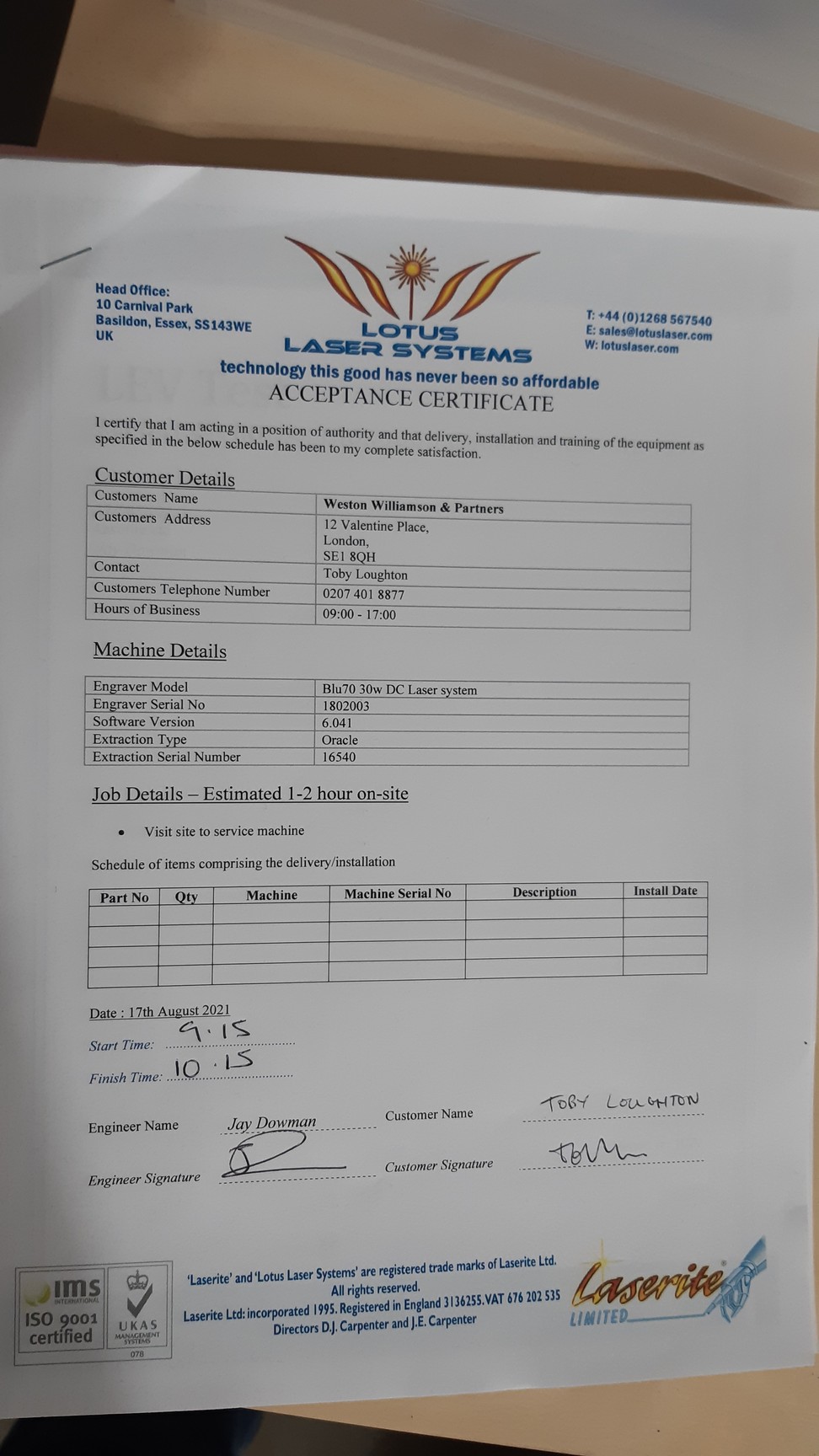 Image of Lotus Blu70 30W Laser Engraving & Cutting Sealed Metal RF CO2 System (2018)
