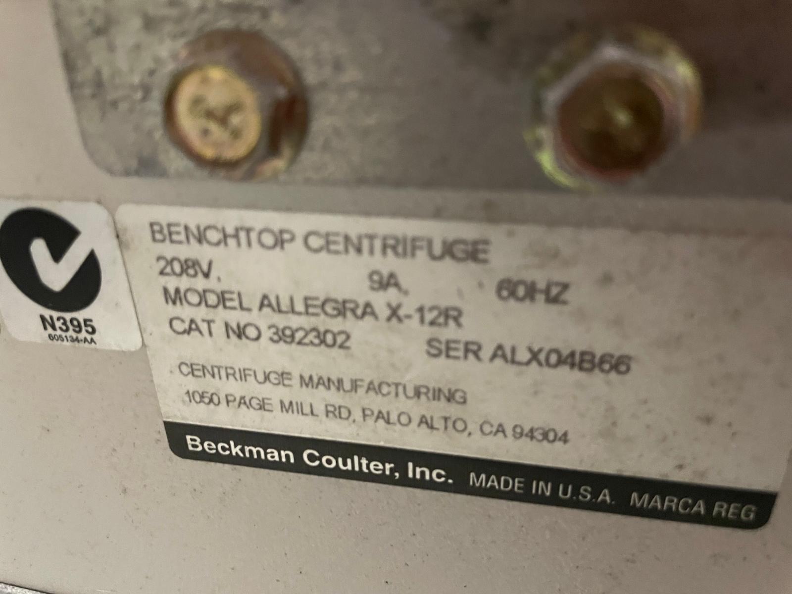 Image of Beckman Coulter Allegra X-12R Centrifuge w/ SX4750A Rotor Lab