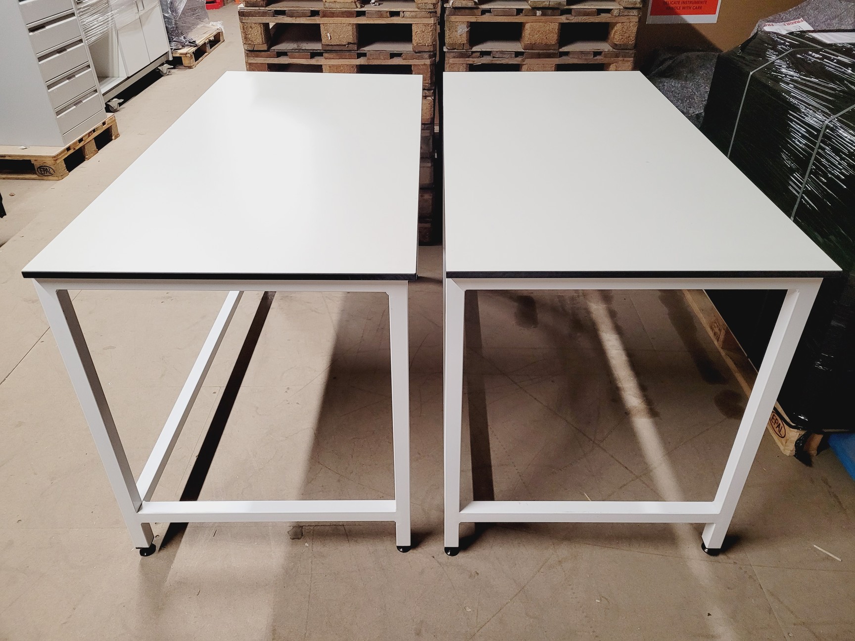 Image of 2 x Tableform White Trespa Laboratory Benches/Desks