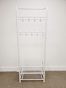 Thumbnail image of 2 x White Metal Coat Hangers with Shoe Storage