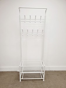 Thumbnail image of 2 x White Metal Coat Hangers with Shoe Storage