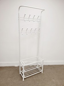 Thumbnail image of 2 x White Metal Coat Hangers with Shoe Storage