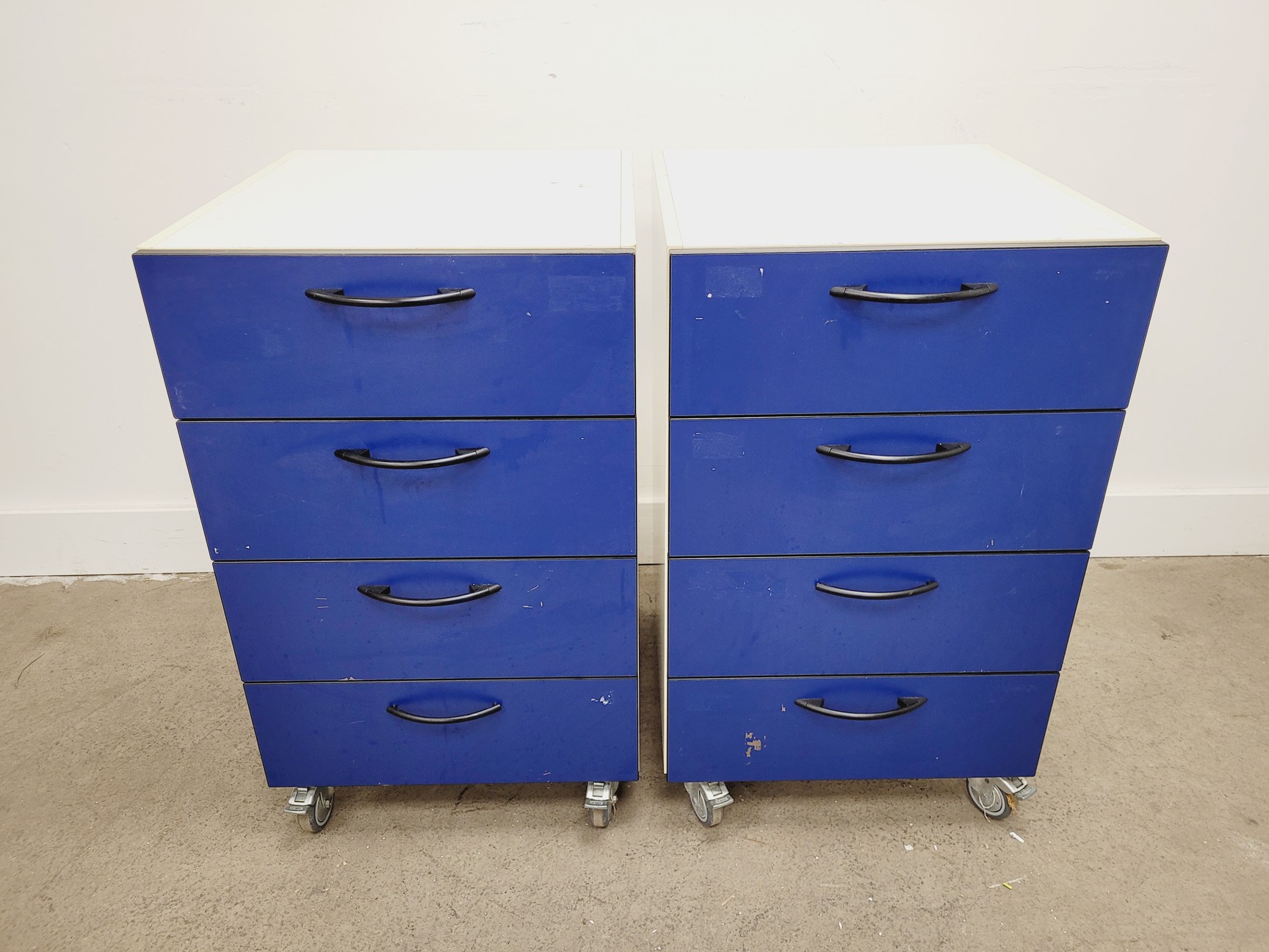 Image of 2 x Blue/White Sets of Drawers