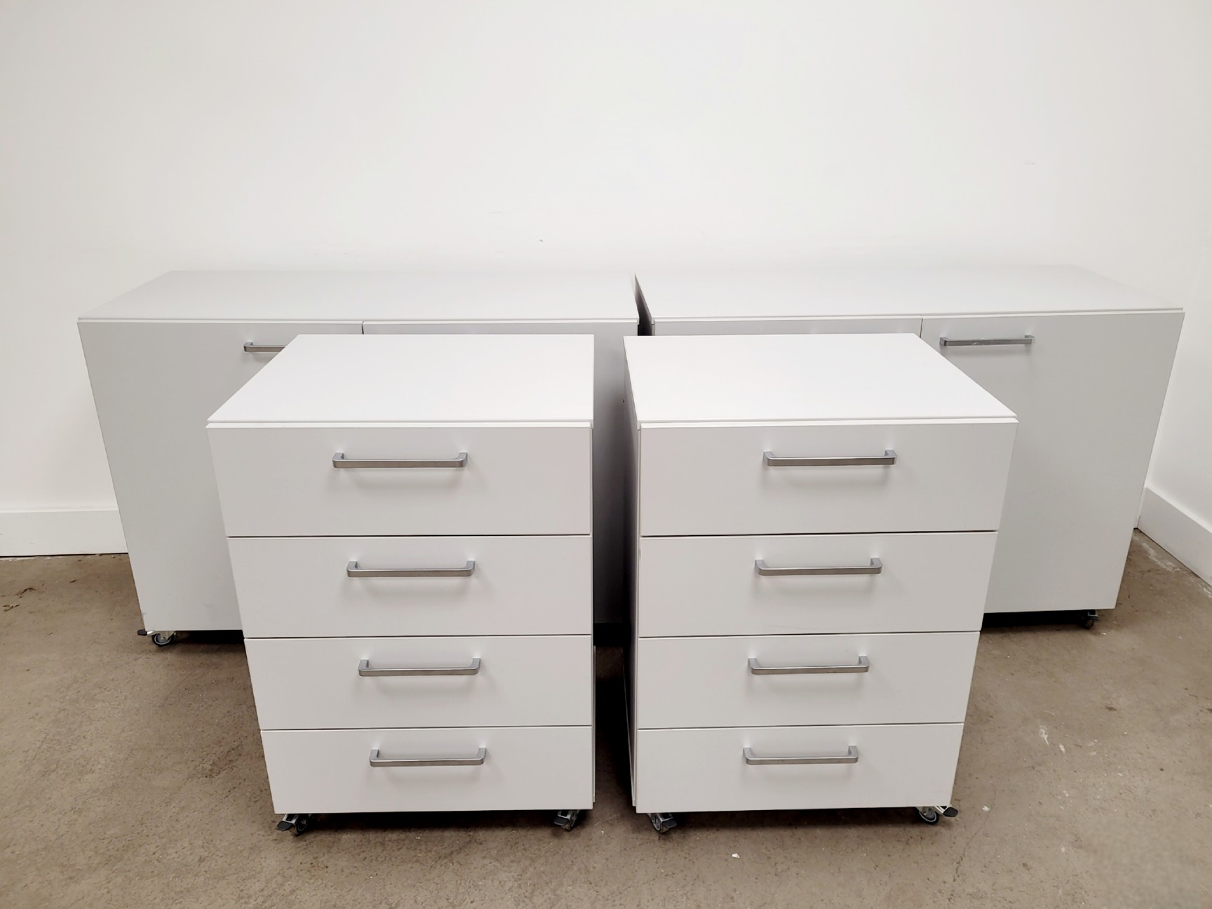 Image of Set of 4 Grey Laboratory Cupboards & Drawers