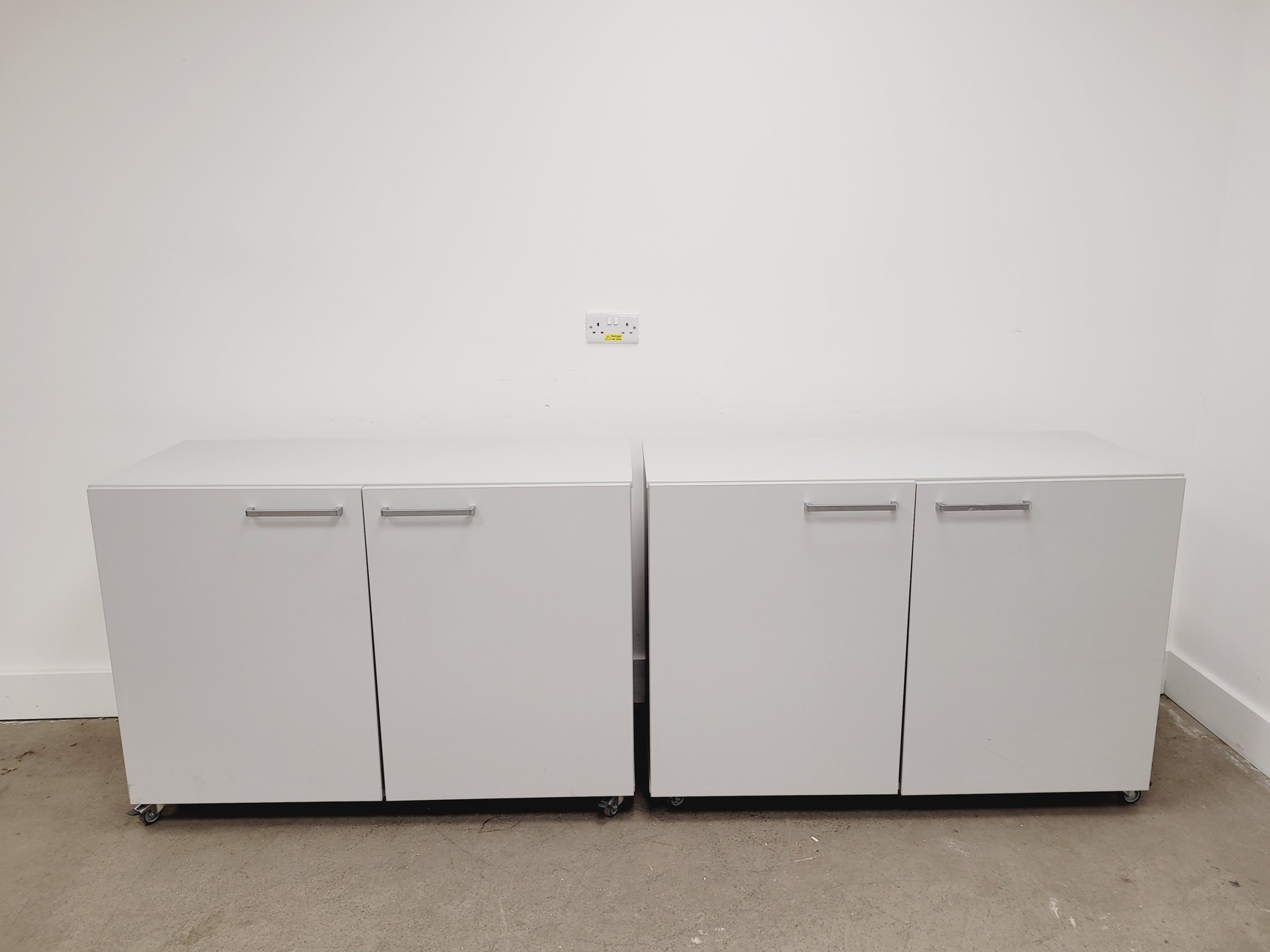 Image of Set of 4 Grey Laboratory Cupboards & Drawers