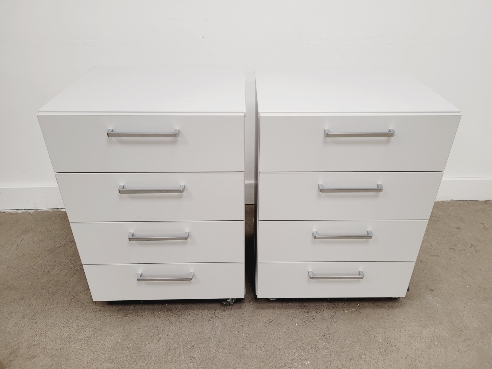 Image of Set of 4 Grey Laboratory Cupboards & Drawers