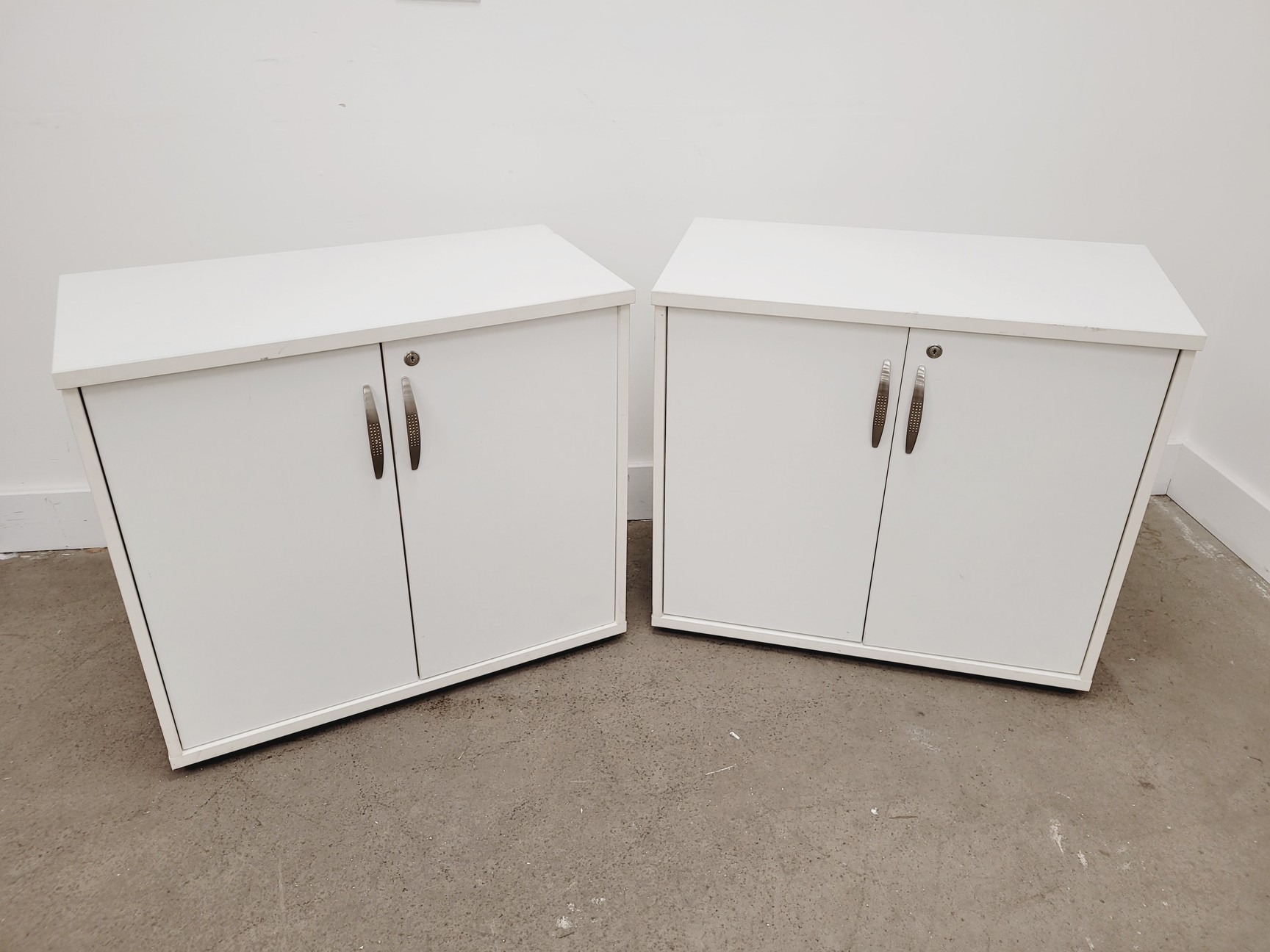 Image of 2 x White Laboratory Cupboards/Storage