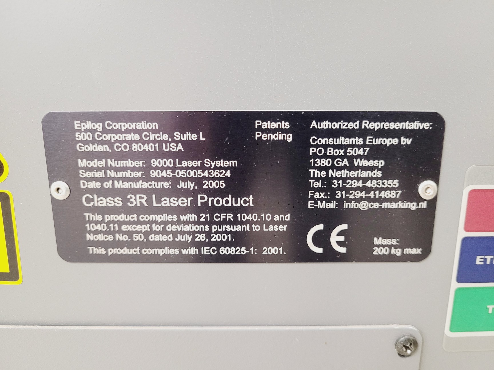 Image of Epilog Legend 36 EXT Laser Cutter Model Number 9000 Laser System