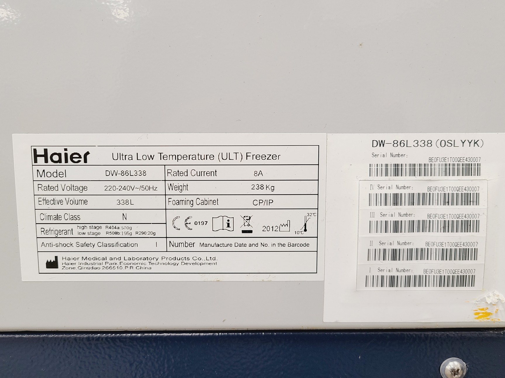 Image of Haier Ultra-Low Temperature (ULT) Freezer Model DW-86L338 