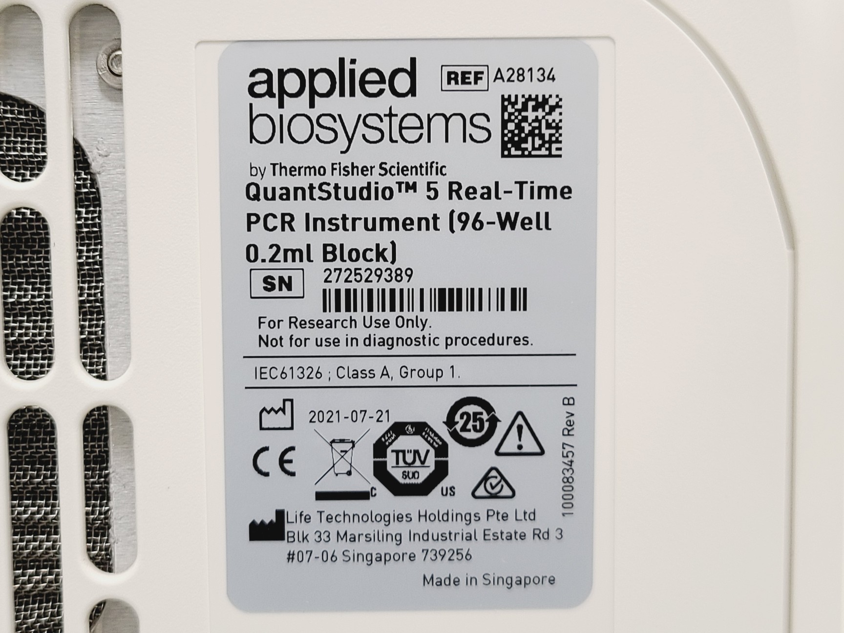 Image of Thermo Fisher QuantStudio 5 Real-Time PCR System 2021 Lab