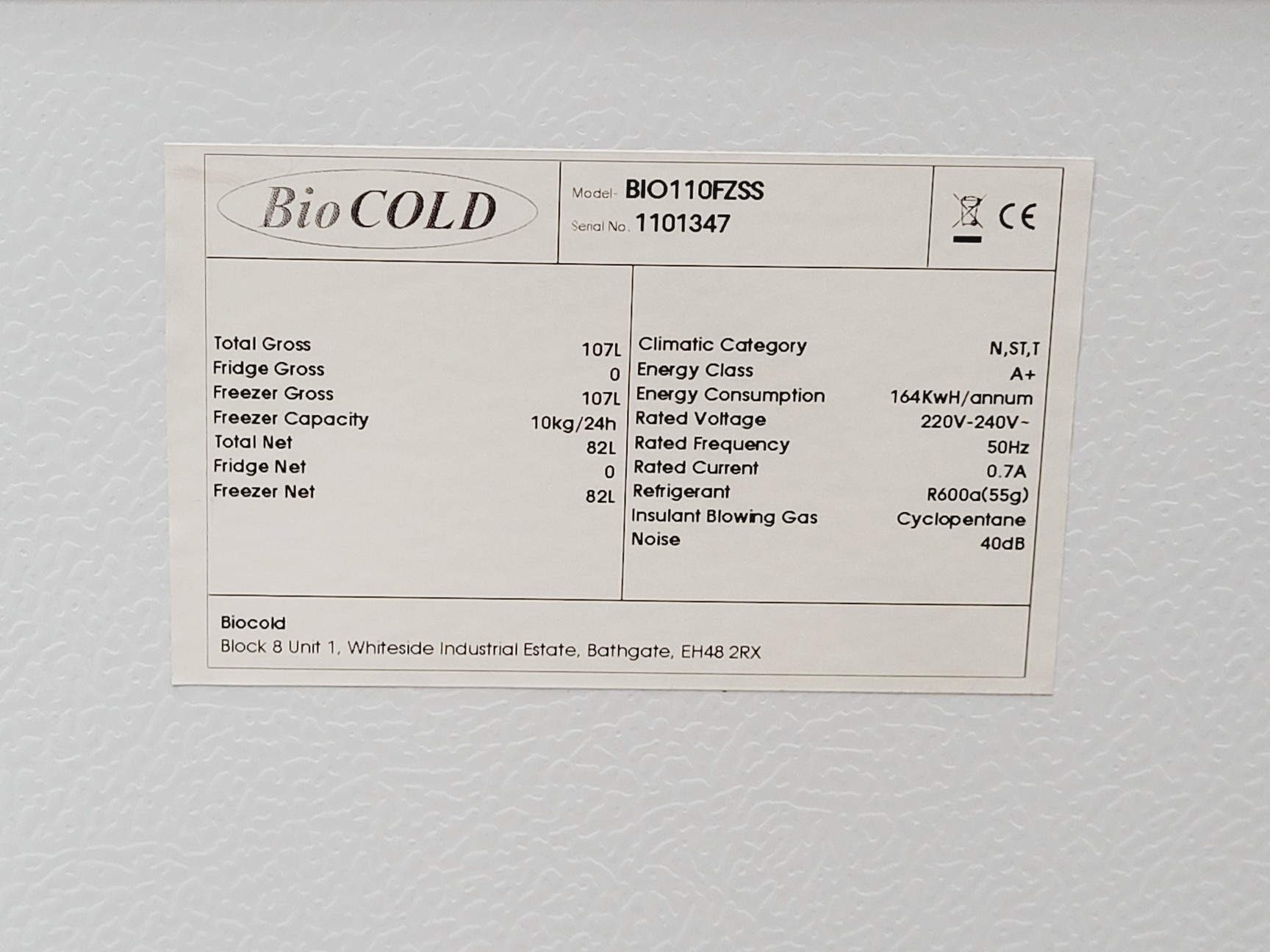 Image of Biocold BIO110FZSS Freezer